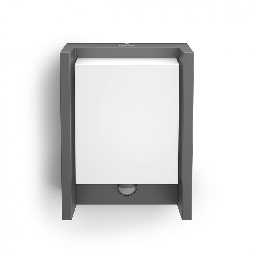 Aplica LED pentru exterior cu senzor de miscare Philips ARBOUR, 3.8W,800 lm, lumina calda (2700K), IP44, 220x76x165mm, Antracit