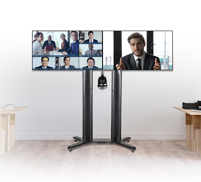 Stand mobil dublu B-Tech 56-65" 2m, ng (Stand mobil dublu B-Tech 56-65" 2m)