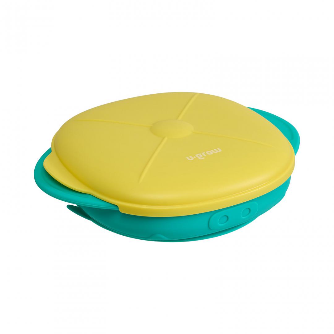 Farfurie silicon cu capac,galbena,U-Grow