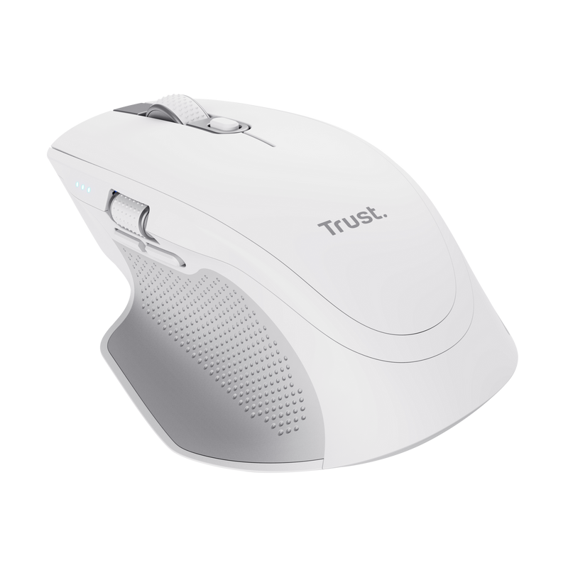 Mouse Trust Ozaa+, wireless RF 2.4GHz, bluetooth, conectivitate USB 1.1, 2.0, 3.0, rezolutie maxima 3200 DPI, alb