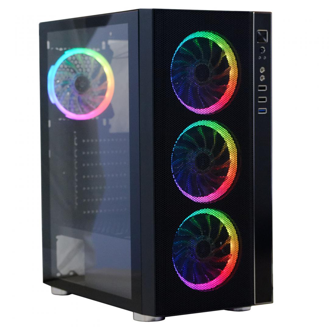 RESIGILAT | Carcasa Spacer Rainbow, ATX, MidTower, Gaming, fara sursa, sticla securizata, 4 x fan, USB 2.0 x 2, USB 3.0 x 1, mesh, fan controller (inclusiv RGB), telecomanda, „SPCS-GC-RAINBOW” - imagine 5 - RESIGILAT