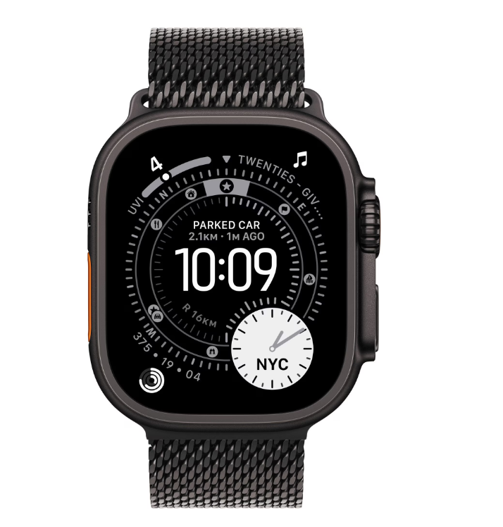 Apple Watch Ultra 3 GPS + Cellular 49mm Black Titanium Case with Black Titanium Milanese Loop - Large