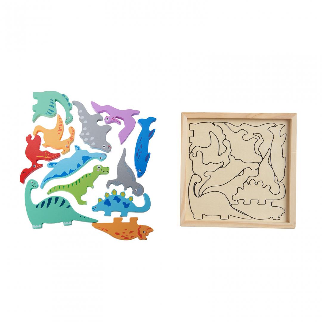 Puzzle din Lemn cu Dinozauri, 12 Piese (puzzle din Lemn cu Dinozauri)