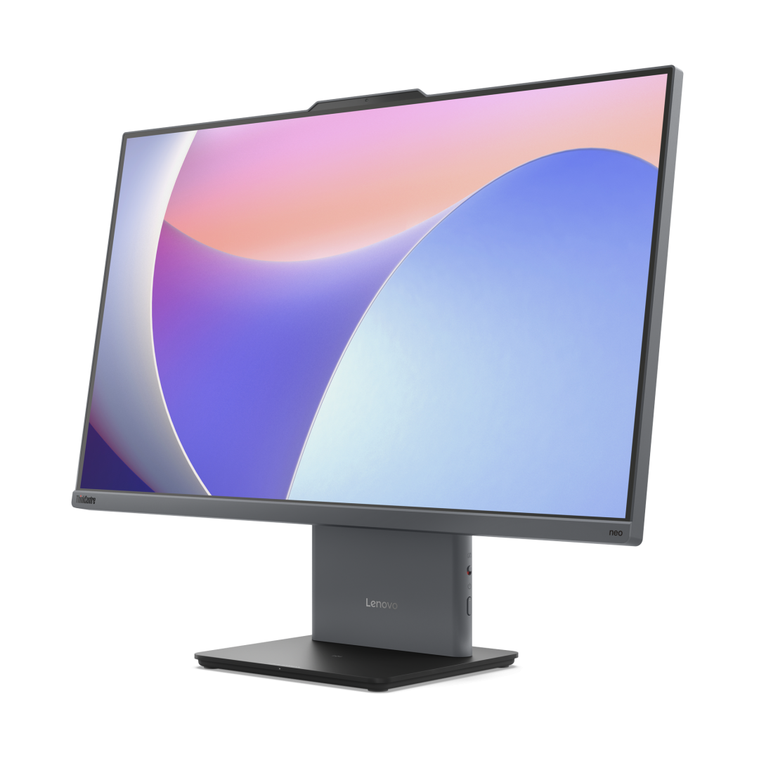 All-in-One Business Lenovo ThinkCentre neo 50a 24 Gen 5 cu procesor Intel Core 7 240H pana la 5.2GHz, 24 inch, Full HD, IPS, 16GB DDR5, 512GB M.2 NVMe SSD, Intel Graphics, FreeDos, Grey, 3 ani garantie
