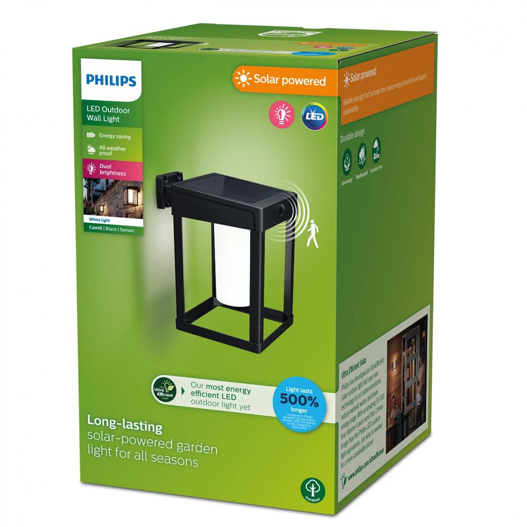 Camill Ue Sr Wa Sq 1.4W 30K Bl Fr IR 06 (Aplica LED solara pentru exterior cu senzor de miscare Philips Camillsquare...)