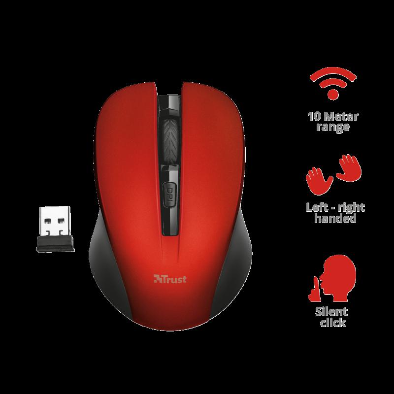 Mouse Trust Mydo 3000 Dpi, rosu (Mouse Wireless Trust Mydo Silent Click)