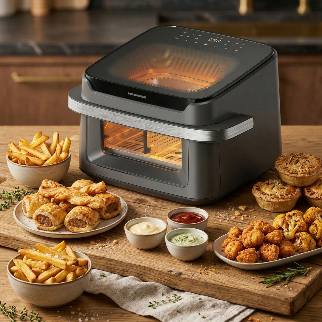 Friteuza Dubla Heinner HAF-C10DB22GREY (friteuza Dubla cu Aer Cald Heinner AirBake Revolution HAF-C10DB22GREY)