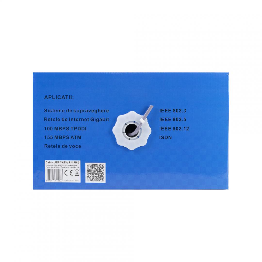Pni Cablu Utp CAT5E 305M (Cablu Utp CAT5e Pni U05 cu 4 perechi pentru internet 1 Gigabit si sisteme de...)