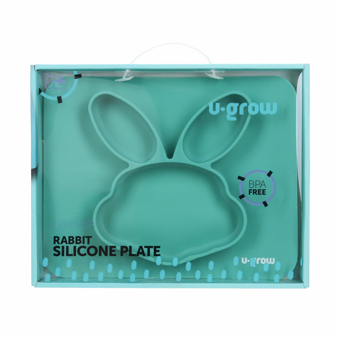 Farfurie compart, silicon,iepuras,U-Grow (Farfurie din silicon)