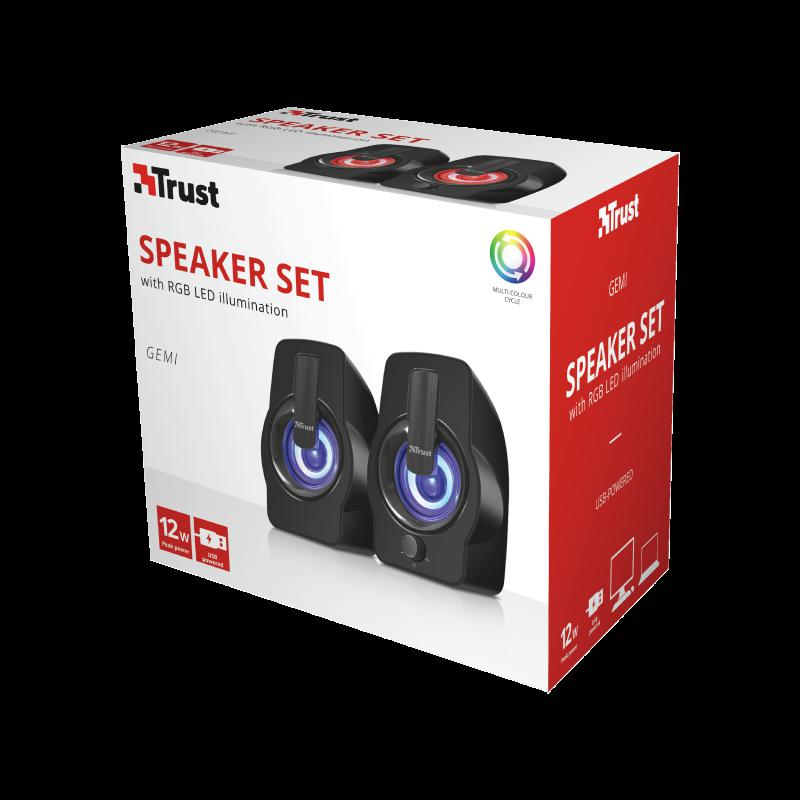 Boxe Trust Gemi RGB 2.0, 6W, negru