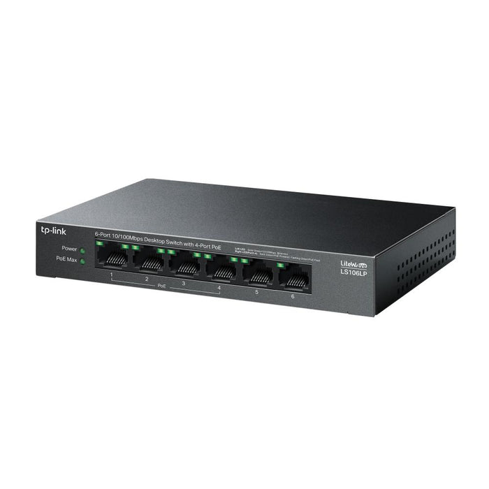"6-Port 10/100 Mbps Desktop Switch with 4-Port PoE PORT: 4× 10/100 Mbps PoE Ports, 2× 10/100 Mbps Non-PoE Ports SPEC: 802.3af