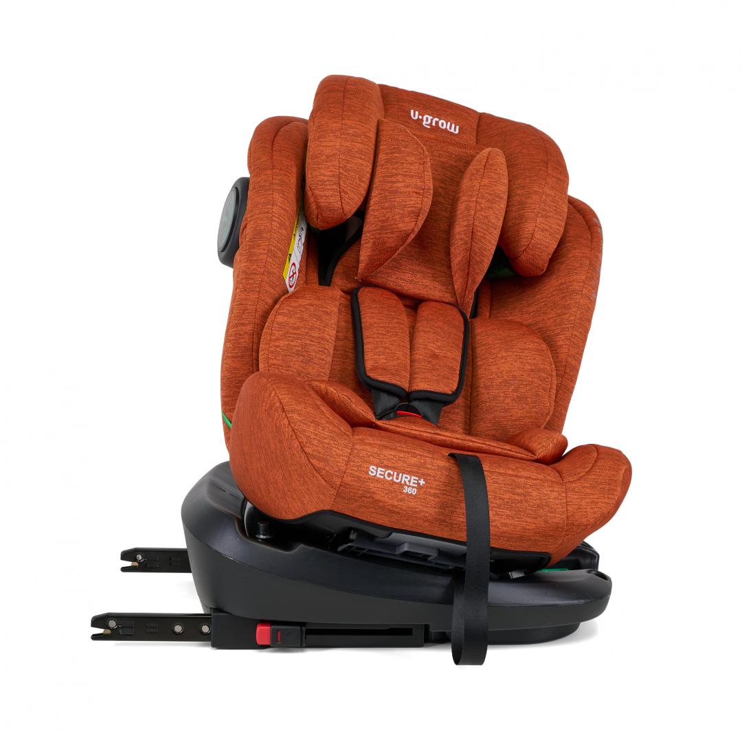 RESIGILAT | Scaun auto 40-150 cm , rear facing / forward facing , rotativ 360 grade , 5 pozitii de ajustare pe spate , 10 pozitii de ajustare a tetierei pe inaltime, Caramiziu, U-Grow - imagine 3 - RESIGILAT