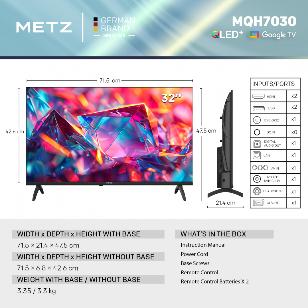 QLED TV HD 32"(80cm) METZ 32MQH7030Z