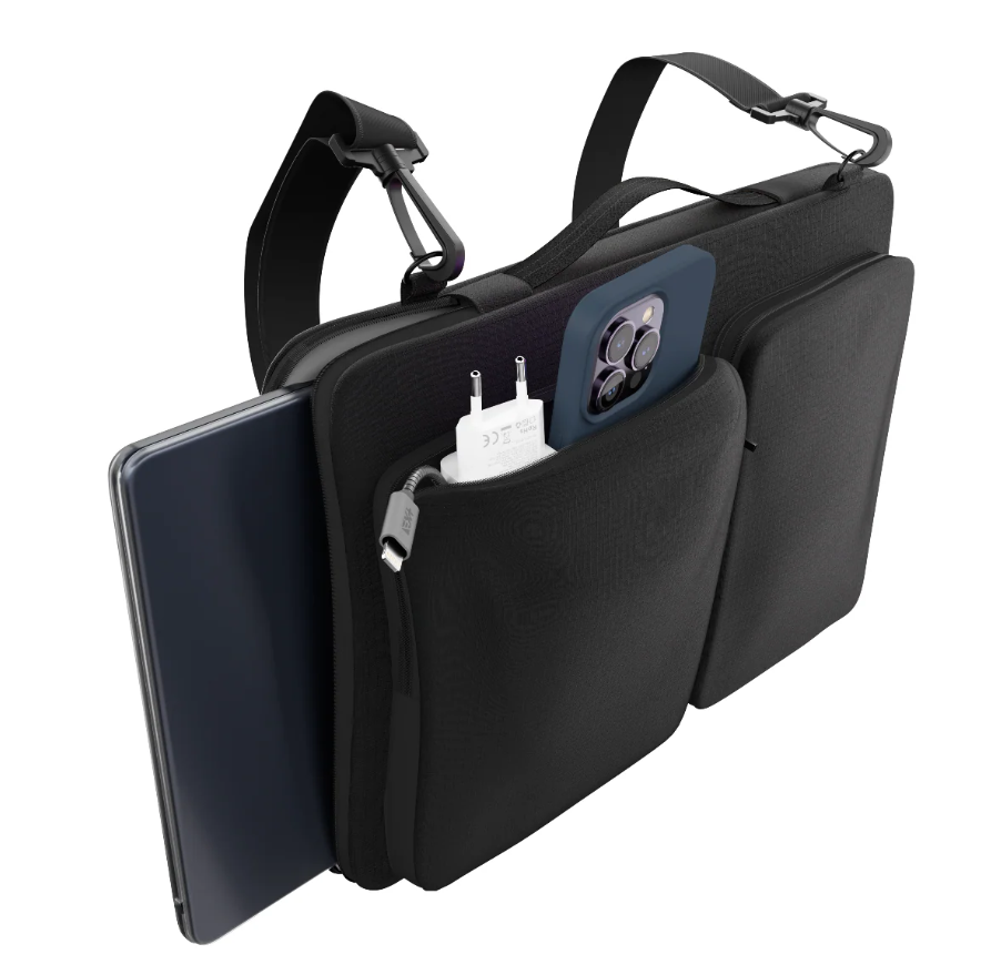 Next One Macbook Pro 14" Slim Bag (Geanta neagra de umar compatibila cu MacBook Pro 14" 2023/2022/2021)