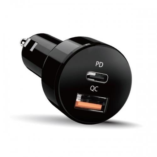 Incarcator auto Genius Qc, negru (Incarcator auto Genius Qc si PD 36W total max)