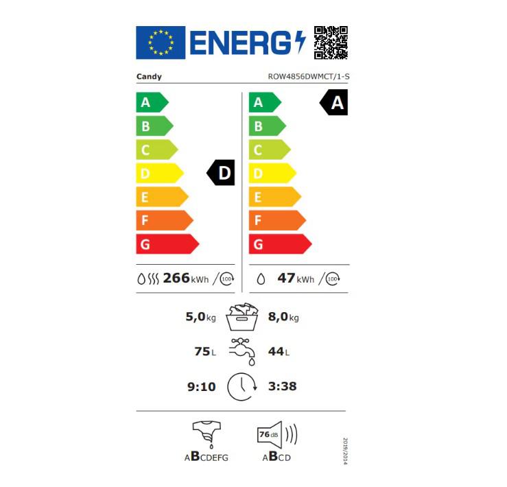 Masina de Spalat cu Uscator Candy ROW485 (Masina de Spalat cu Uscator Candy ROW4856DWMCT/1-S RapidO)