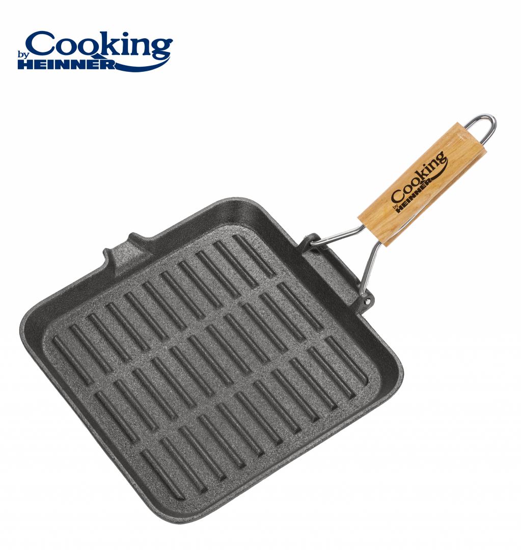 Tigaie Grill Fonta Maner Lemn DET.23X2CM (tigaie Grill Fonta Maner Lemn DET.23X2CM Cooking By Heinner)