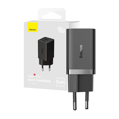 Incarcator Retea GaN5 Pro Qc 40W, negru (incarcator retea Baseus GaN5 Pro)