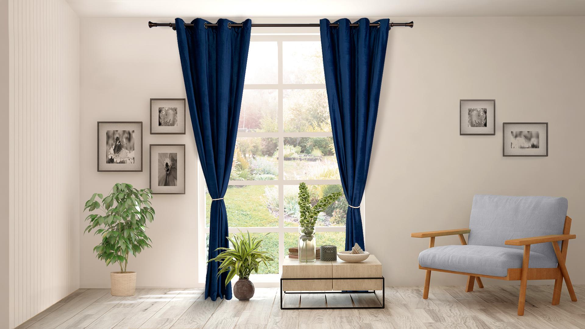 Set 2 draperii catifea 140x270 Albastru (Set 2 draperii catifea 140x270 CM- Albastre)