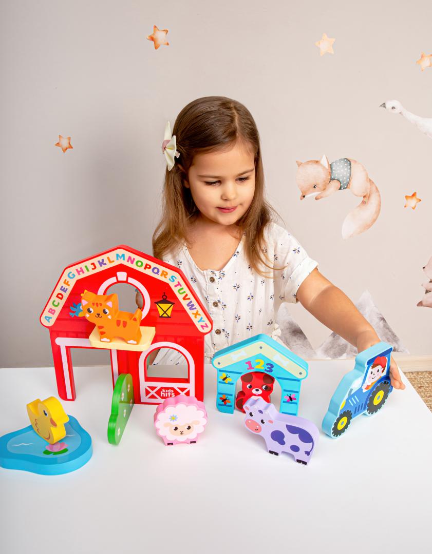Kids Hits SET ANIMALE LA  FERMA, JUCARIE LEMN