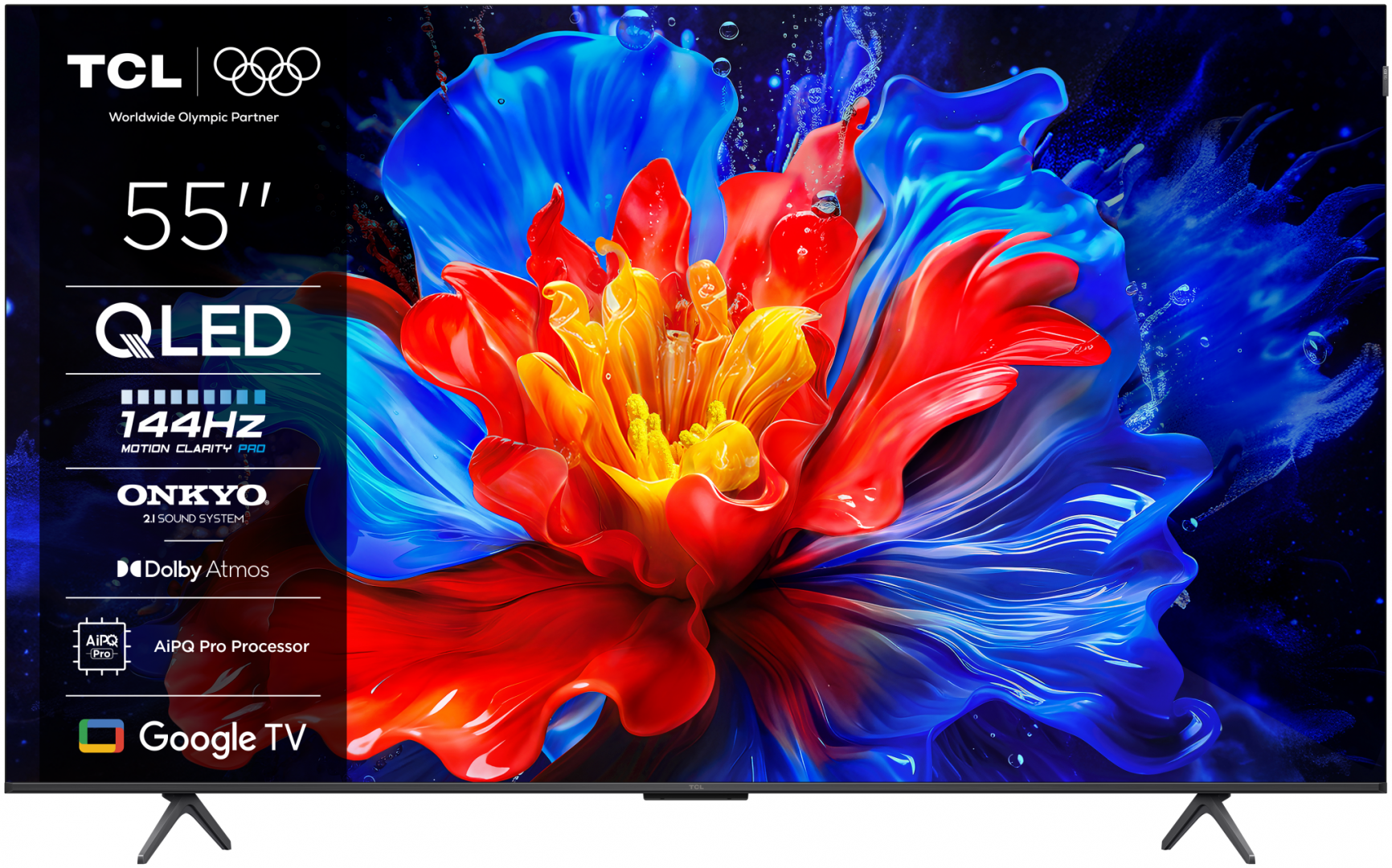 RESIGILAT | Televizor TCL QLED 55P8K, 139 cm, Smart Google TV, 4K Ultra HD, Clasa F, 144Hz, Onkyo TCL