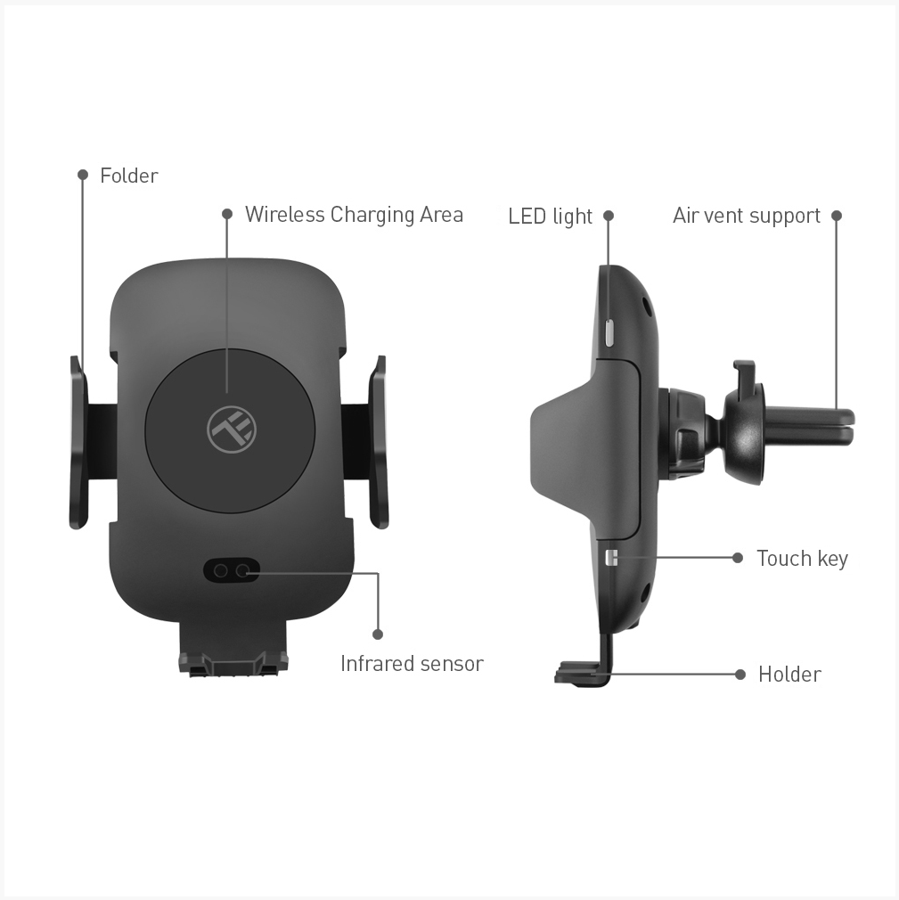 Incarcator wireless auto Tellur, negru (Incarcator wireless cu suport auto si senzor IR WCCM2)