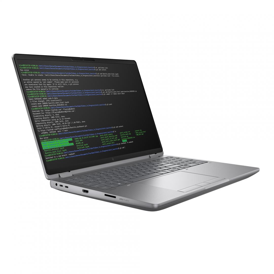 Laptop HP Zbook 16 Fury G1i cu procesor Intel Core Ultra 7-255HX 20 Core (2.4 GHz, up to 5.2GHz, 30MB), 16 inch WUXGA, 32GB DDR5, SSD 1TB PCIe-4x4 2280 NVMe, NVIDIA RTX PRO 2000 Blackwell 60W 8 GB, Windows 11 Pro 64bit, Dark Ash, 3yw Offsite