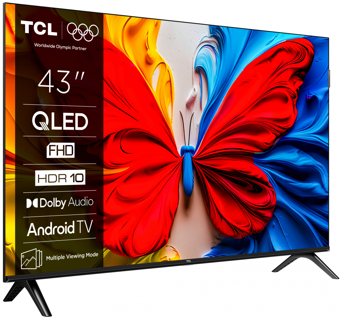 Televizor TCL QLED 43S5K, 108 cm, Smart Android TV, Full HD, Clasa F