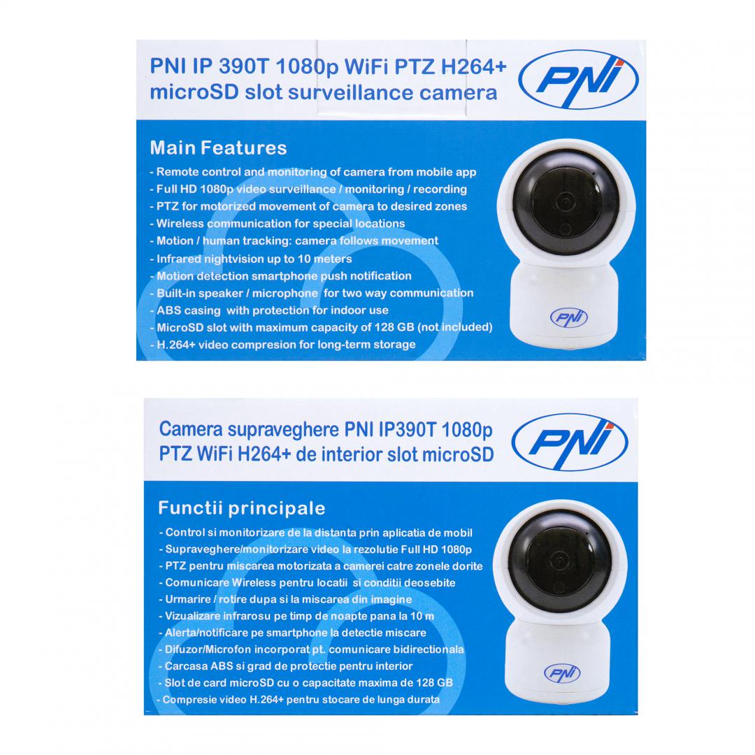 Pni Camera Supraveghere MIP390T (Camera supraveghere video Pni IP390T 1080P cu Ptz WIFI H264+ suporta microSD...)