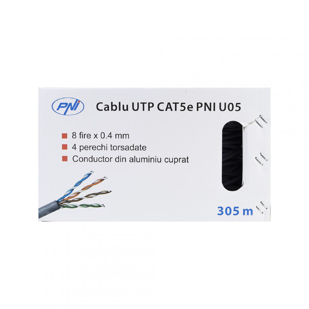 Pni Cablu Utp CAT5E 305M (Cablu Utp CAT5e Pni U05 cu 4 perechi pentru internet 1 Gigabit si sisteme de...)