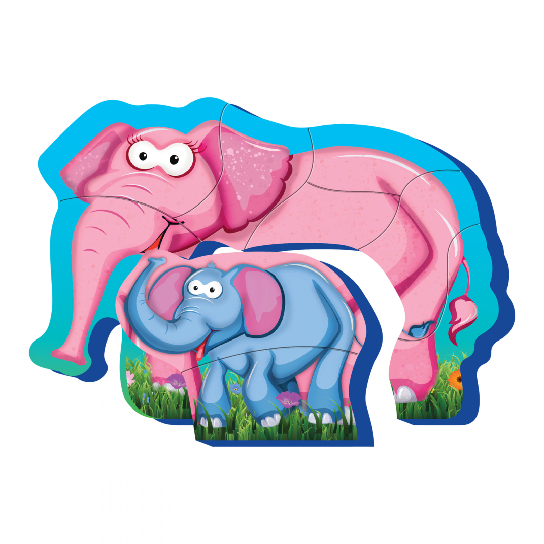Puedo Toys PUZZLE MAMA SI COPILUL, ELEFANT,8 PIESE
