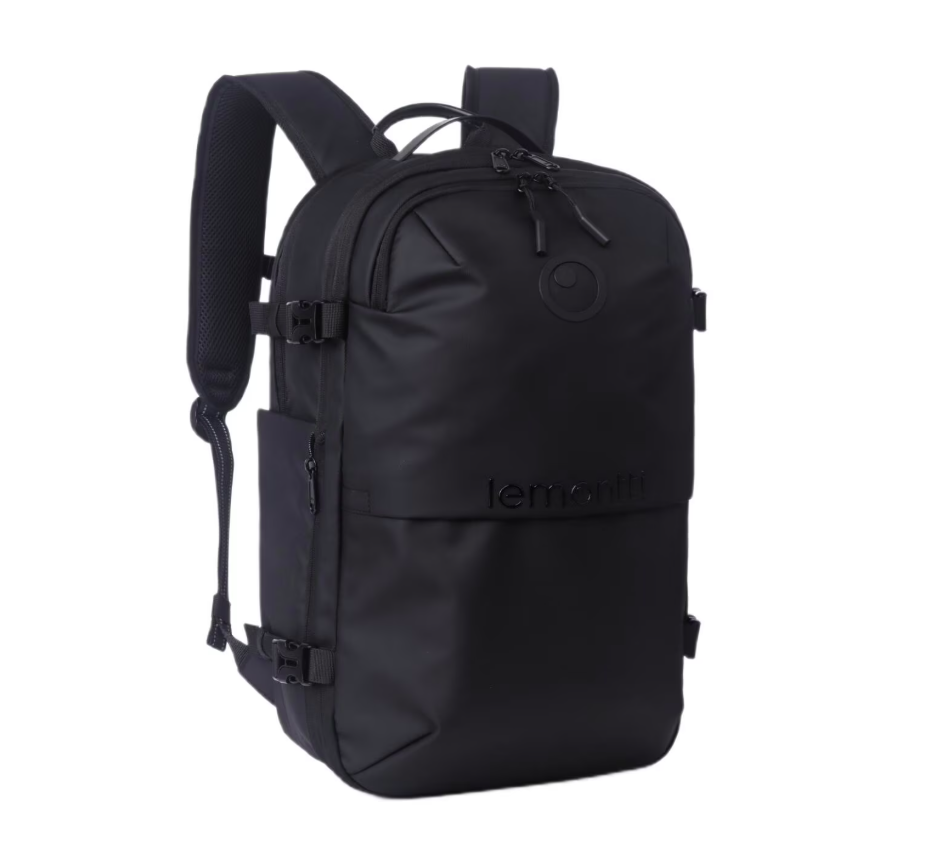 Lemontti Rucsac Smart Premium cu Vacuum si pompa vid 5 capete inclusa, 30-60L pentru cabina avion, impermeabil, doua mufe incarcare USB: USB-A si Type-C, extensie suplimentara, sistem antifurt, Negru