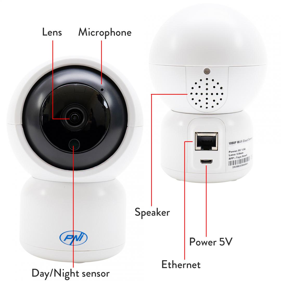 Pni Camera Supraveghere MIP390T (Camera supraveghere video Pni IP390T 1080P cu Ptz WIFI H264+ suporta microSD...)