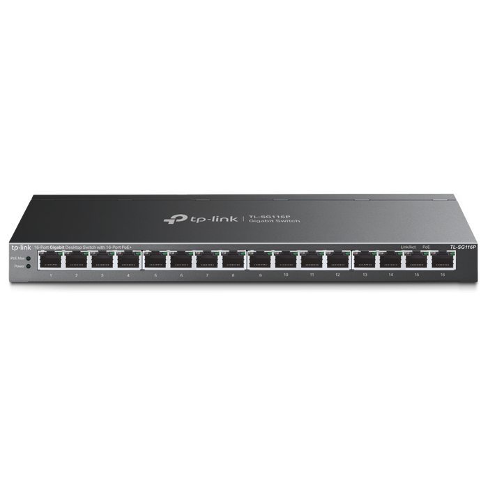 "16-Port Gigabit Desktop Switch with 16-Port PoE+ PORT: 16× Gigabit PoE+ Ports SPEC: 802.3at/af, 120 W PoE Power, Desktop Ste