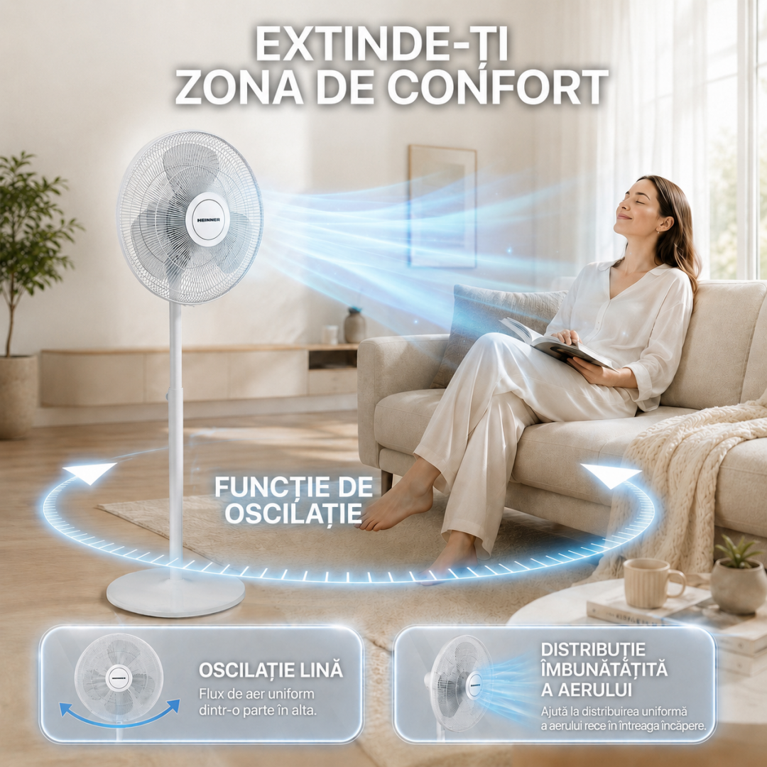 Ventilator cu Picior Heinner HSF-M50WH
