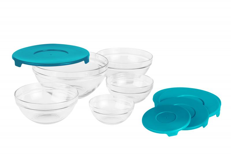 Vanora SET 5 BOLURI DE STICLA CU CAPAC,ALBASTRU