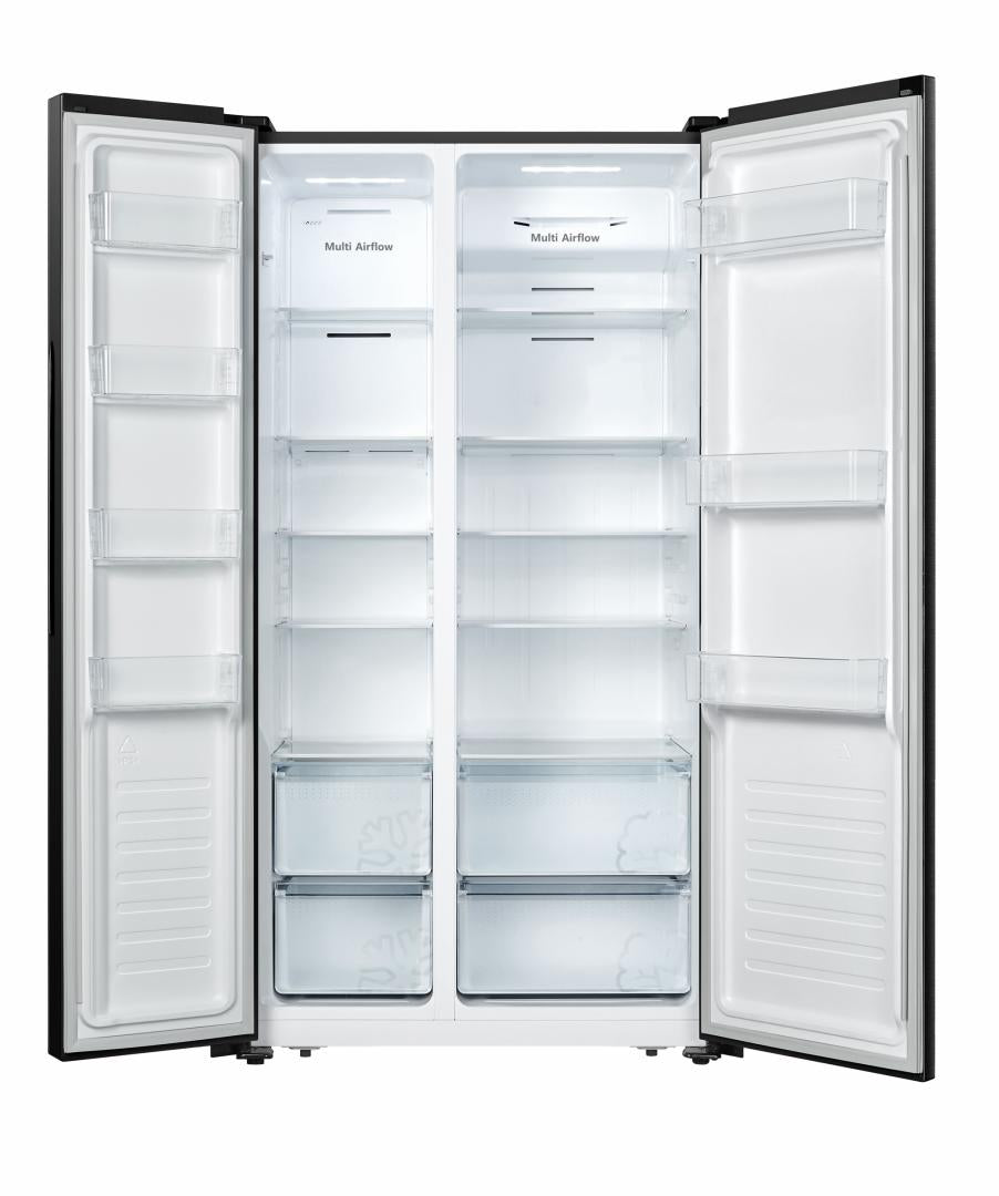 Side by Side HEINNER HSBS-520NFBKF+, No Frost, 519 L, Clasa F, Negru