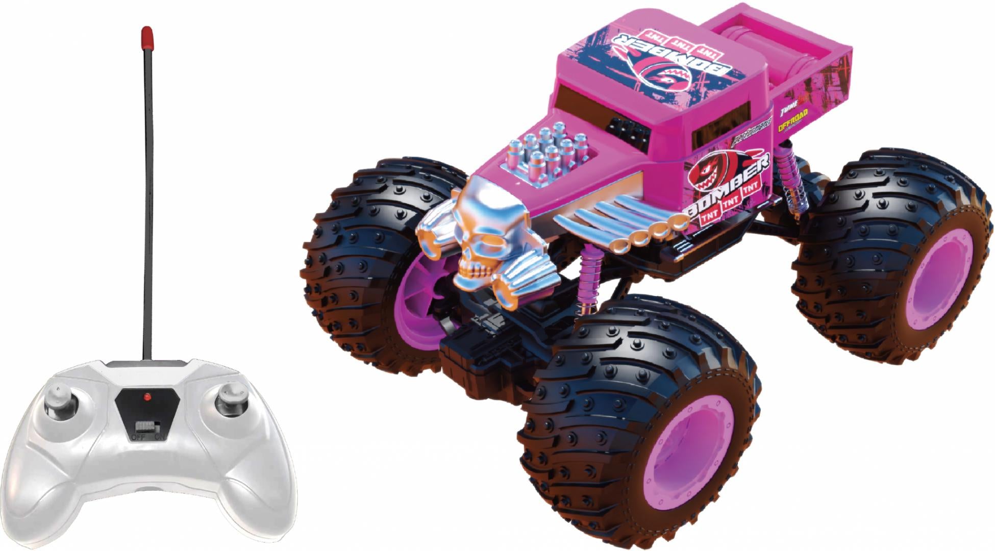 Masinuta Telec. Beast, 1.24, 21CM, Roz (masinuta cu Telecomanda Tip Camion Beast Runners)