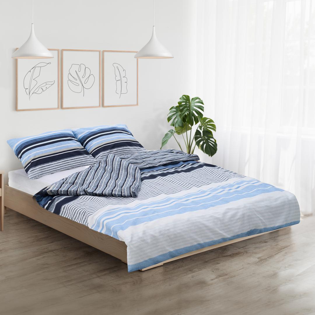 Heinner Lenjerie dubla,100% bumbac,4 piese, Azul