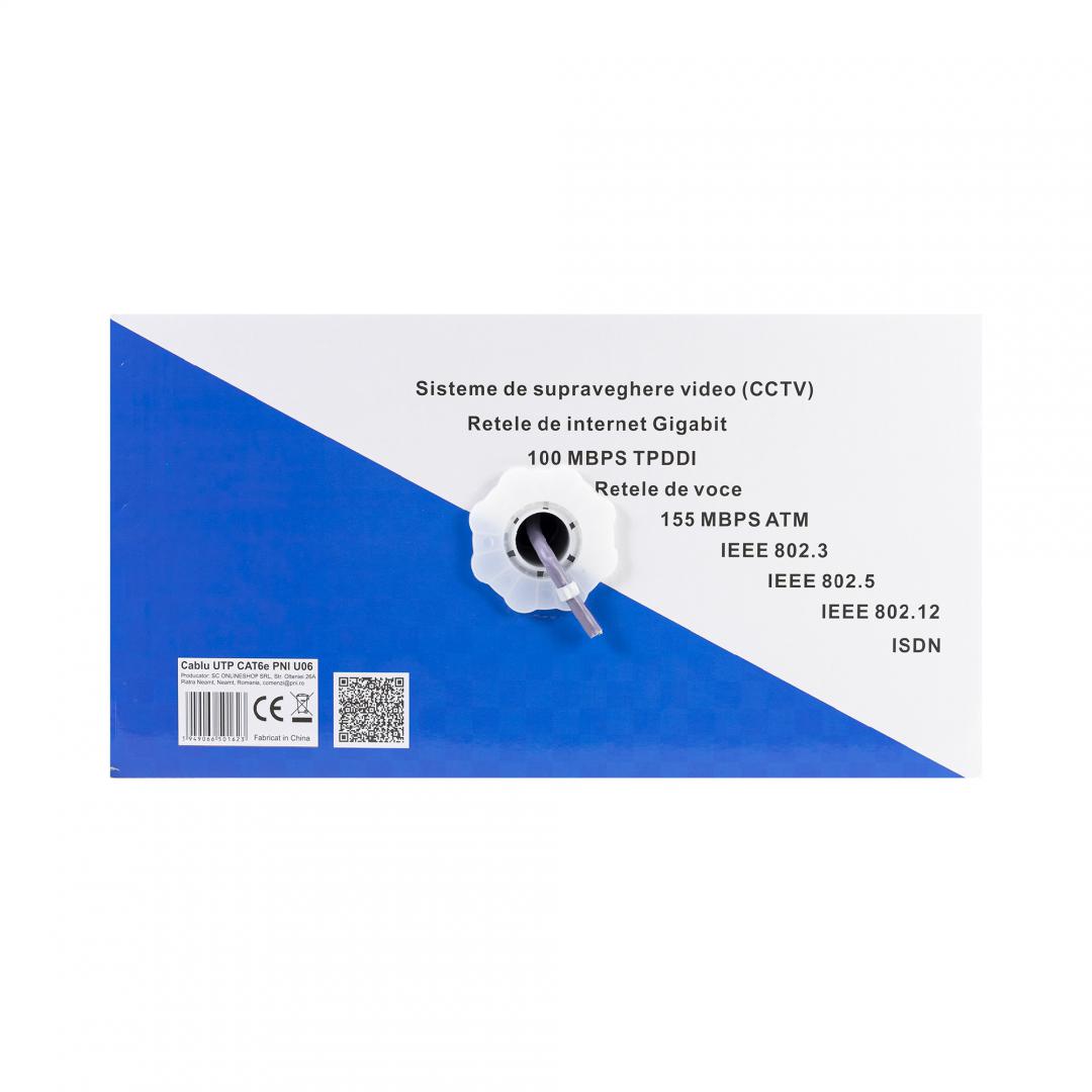 Pni Cablu Utp CAT6E 305M (Cablu Utp CAT6 Pni U06 cu 4 perechi pentru internet 1 Gigabit si sisteme de...)