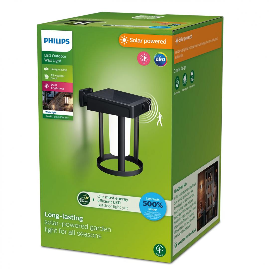Camill Ue Sr Wa Rd 1.4W 30K Bl Fr IR 06 (Aplica LED solara pentru exterior cu senzor de miscare Philips Camillround...)