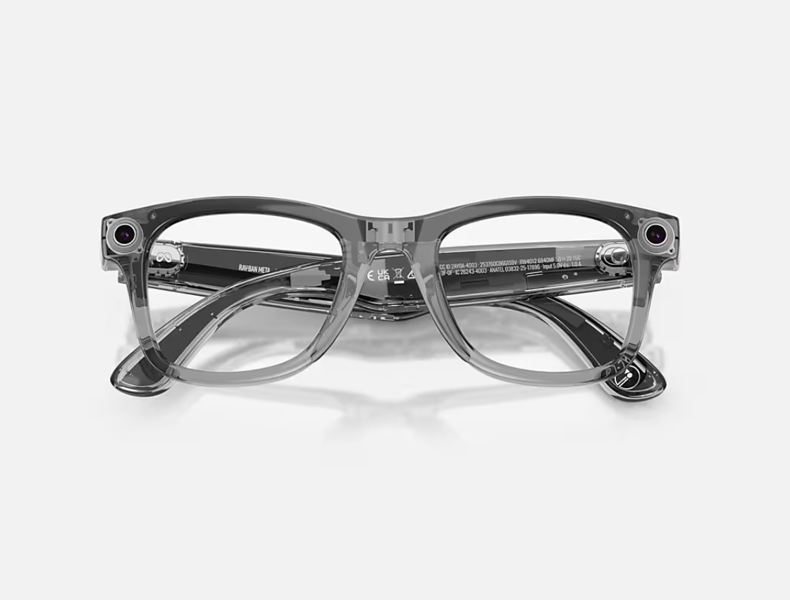 RayBan Meta ShTranspGrey/Sapph Tr Gen2 (Ray-Ban Meta Wayfarer Gen 2 AI Glasses Shiny Transparent Grey/Sapphire...)