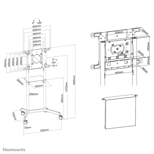 Neomounts Stand podea mobil NM 37"-70" 70kg alb