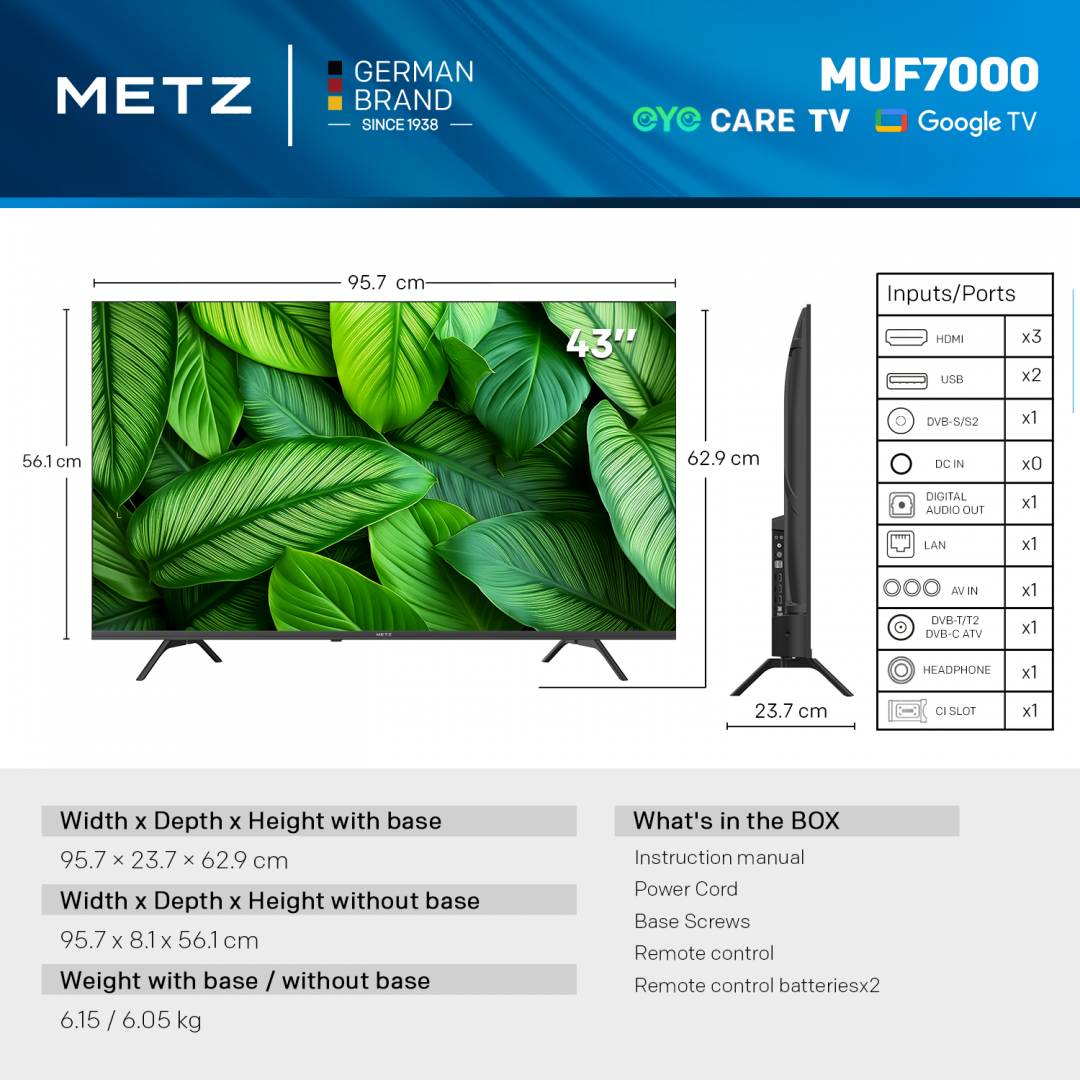LED TV 4K 43"(108cm) METZ 43MUF7000Z