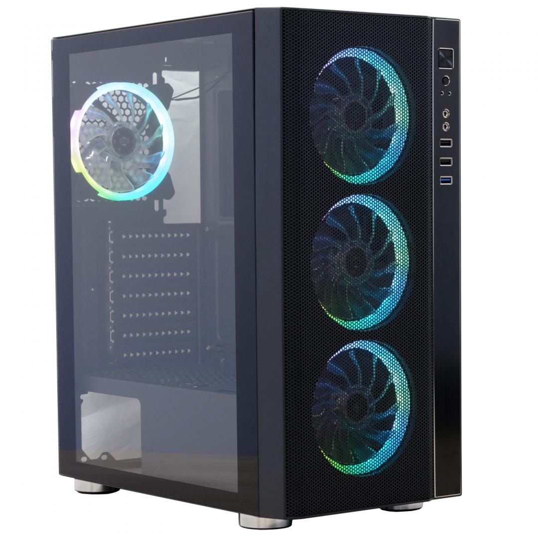 RESIGILAT | Carcasa Spacer Rainbow, ATX, MidTower, Gaming, fara sursa, sticla securizata, 4 x fan, USB 2.0 x 2, USB 3.0 x 1, mesh, fan controller (inclusiv RGB), telecomanda, „SPCS-GC-RAINBOW” - imagine 12 - RESIGILAT