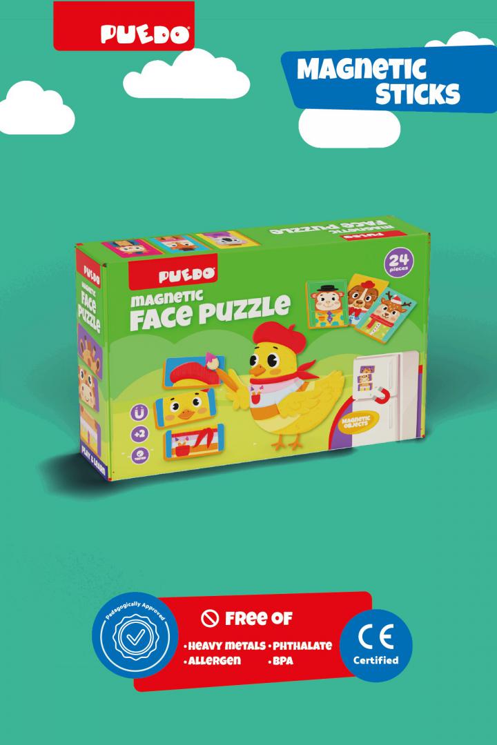 PUZZLE MAGNETIC DIN SPUMA EVA CU FEȚE, PUEDO