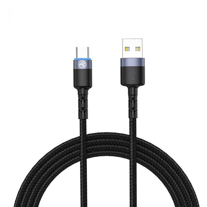 Cablu Tellur USB la Tip C  1.2m, negru (Cablu Tellur USB to Type-C cu LED)