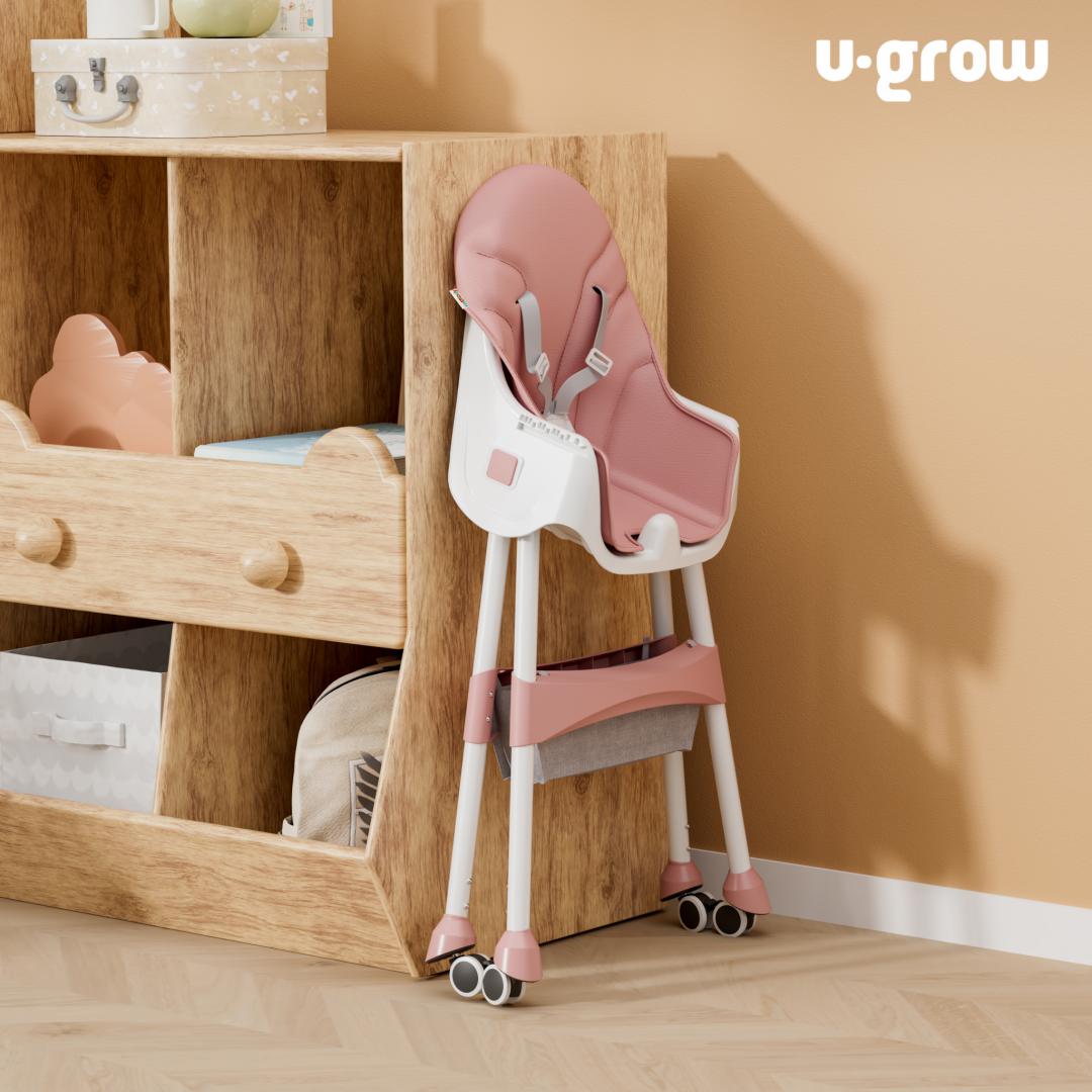 Scaun de masa2 in 1,pliabil, roz,U-Grow (Scaun de masa 2 in 1)