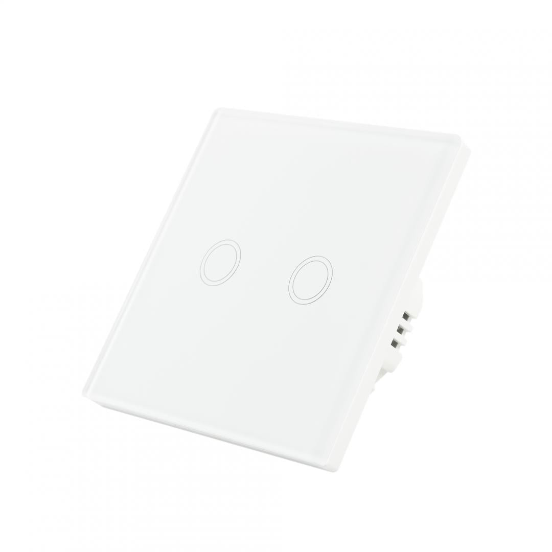 Pni Intrerupator Dublu Touch Alb (Intrerupator dublu cu touch Pni SH202 din sticla)