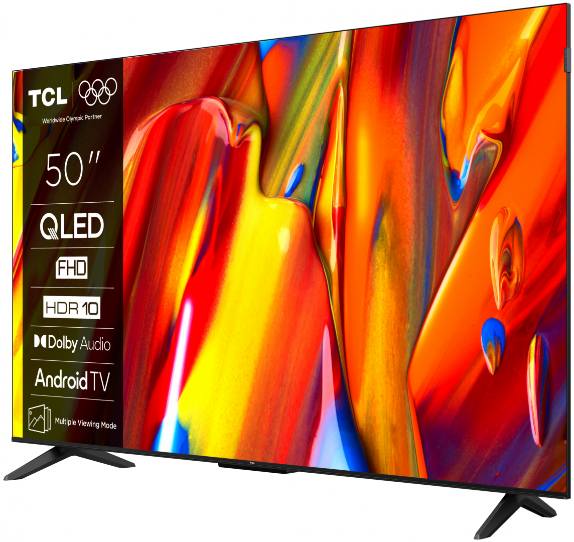 Televizor Smart QLED TCL 50V5C, 126 cm, Full HD, Negru